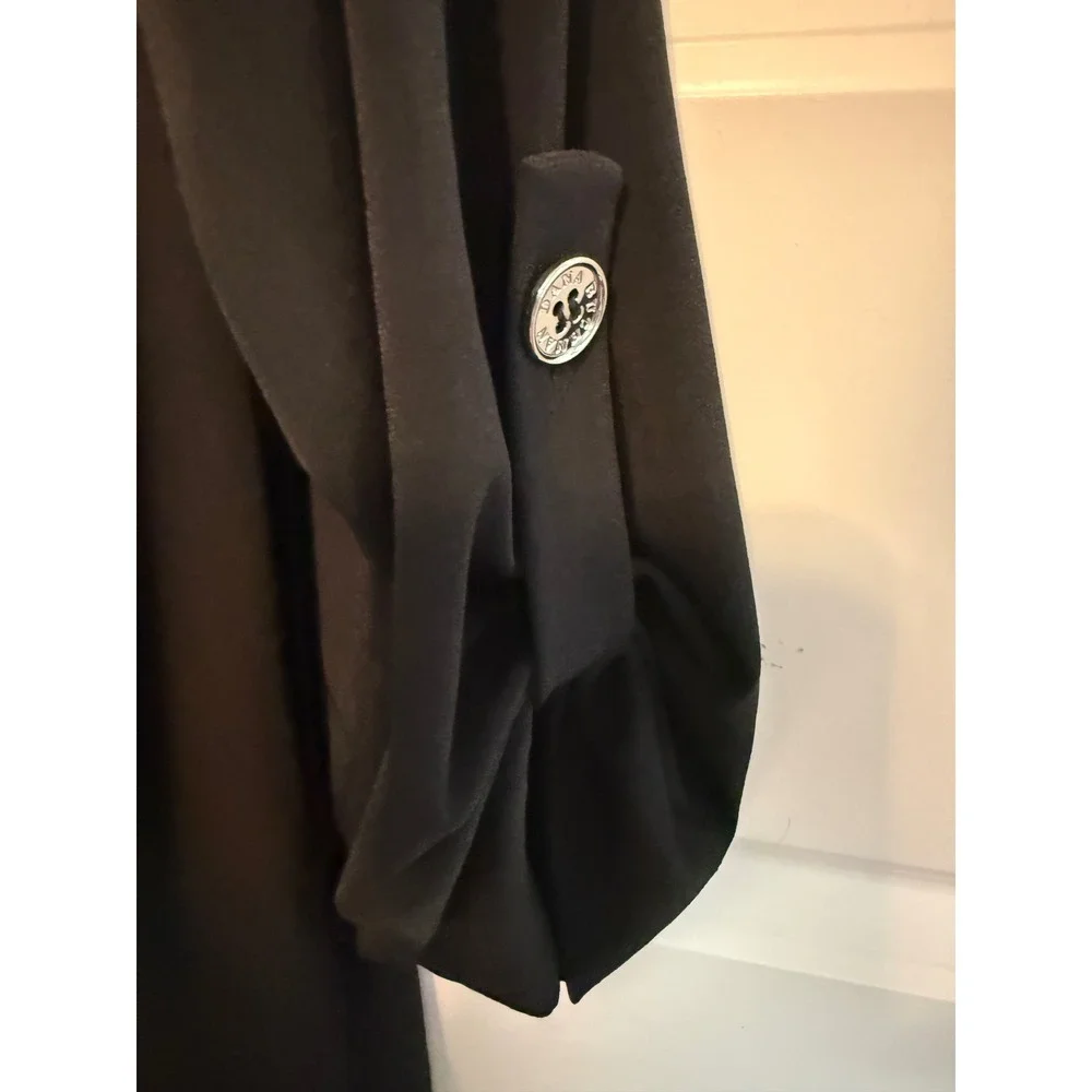 Dana Buchman‎ Black Roll Tab Sleeve Button Front Cardigan Sweater XL Womens